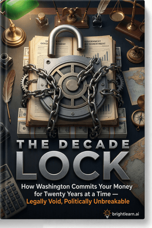 THE DECADE LOCK: How Washington Commits Your Money for Twenty Years at a Time - Legally Void, Politically Unbreakable book cover